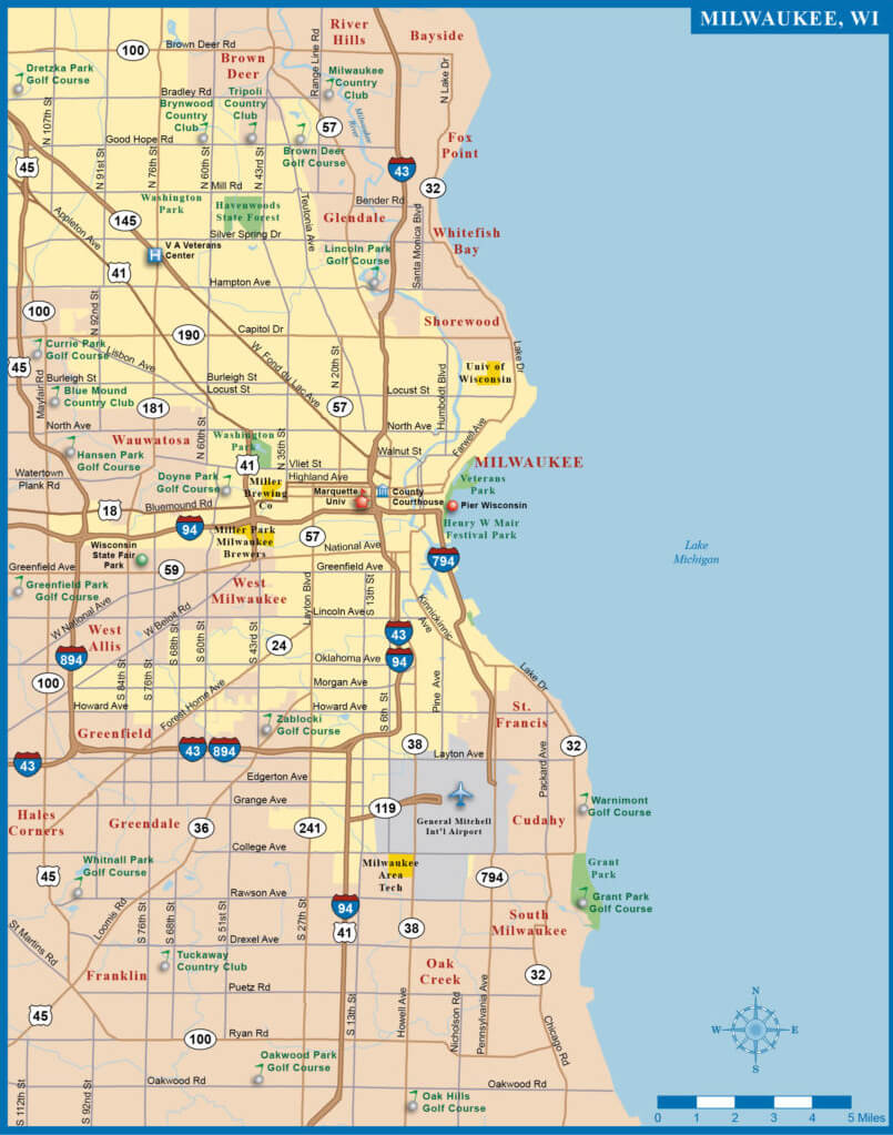Map de Milwaukee   Wisconsin
